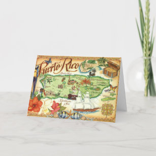  Puerto Rico Map Greeting Card