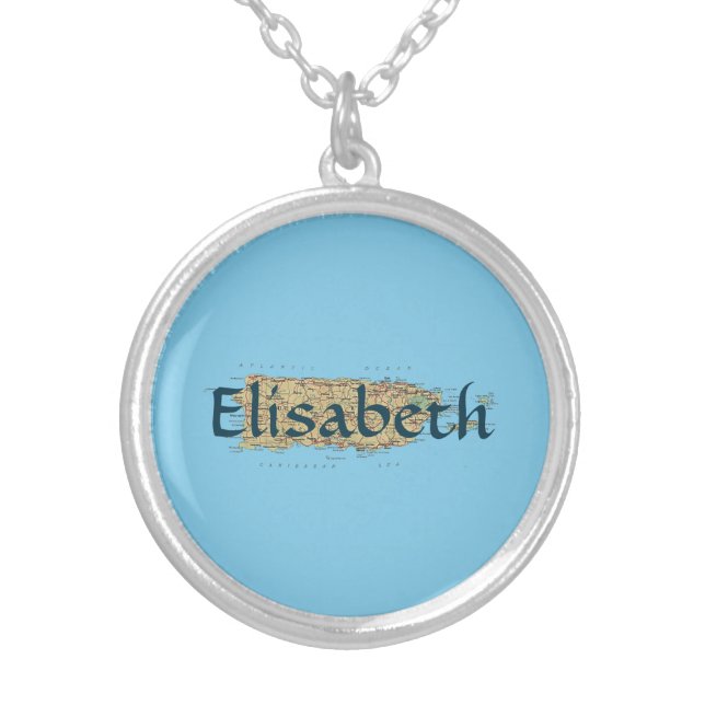 Puerto Rico Map + Name Necklace (Front)