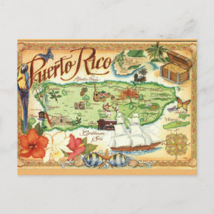 Puerto Rico Map  Postcard