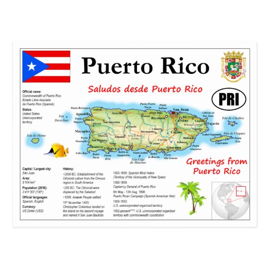 Puerto Rico Map Postcard | Zazzle.com