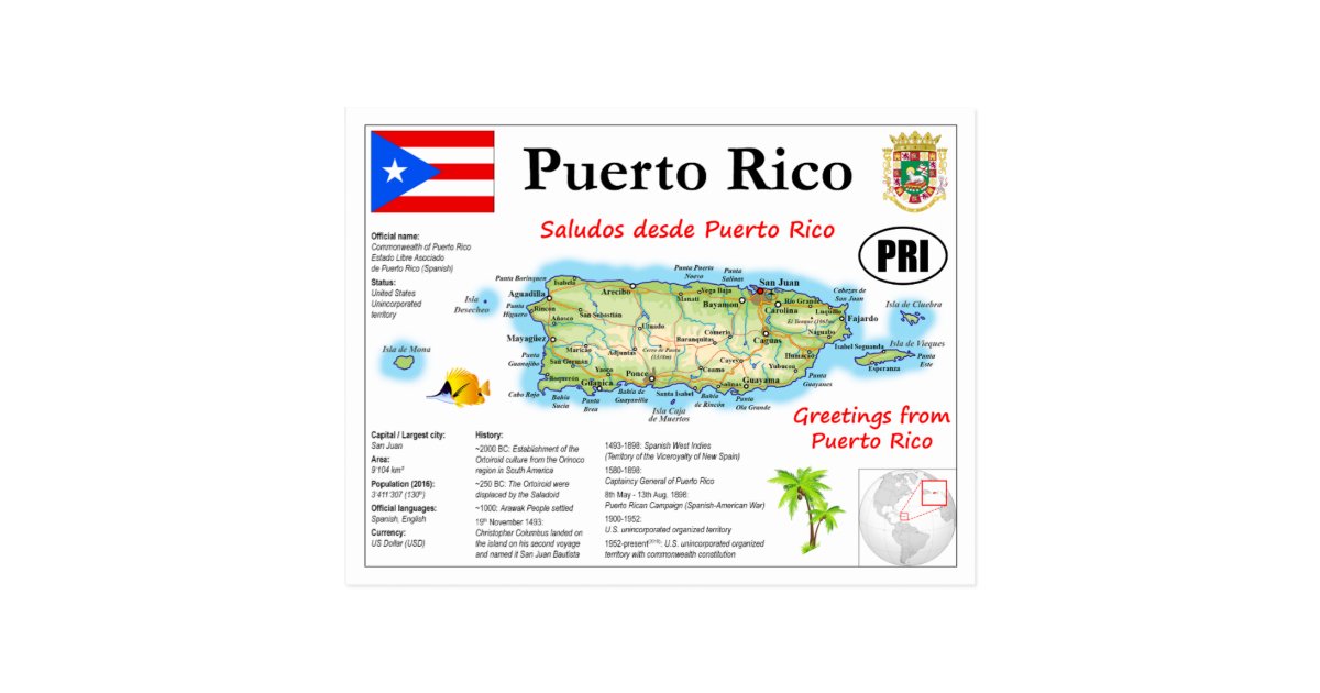 Puerto Rico Map Postcard | Zazzle.com