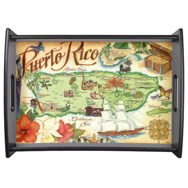Puerto Rico Map  Serving Tray (Front)