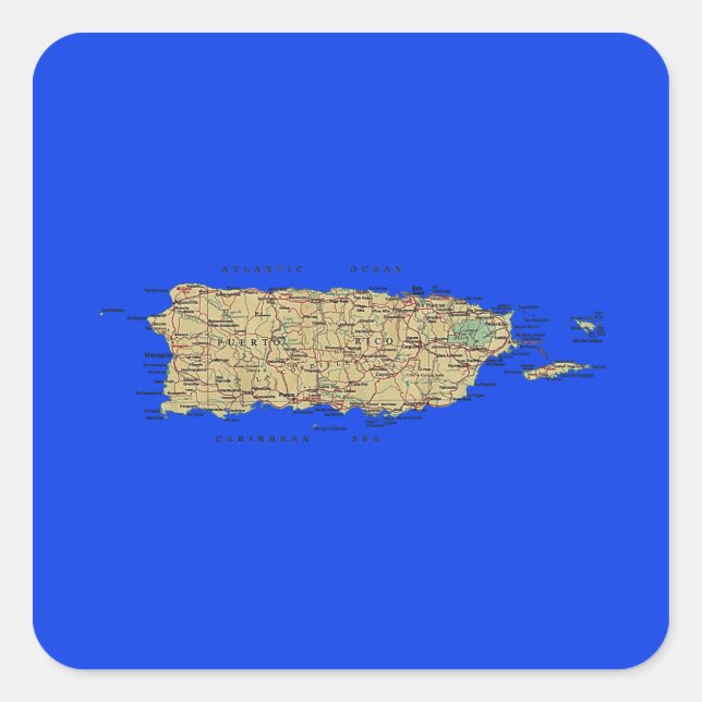 Puerto Rico Map Sticker (Front)
