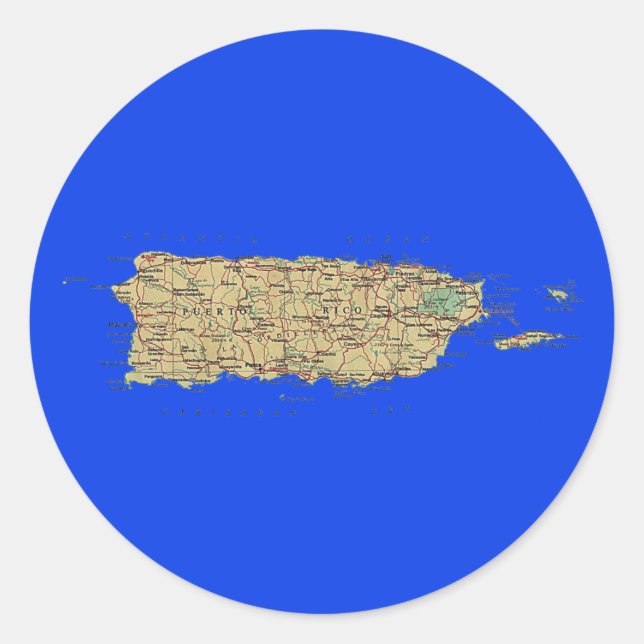 Puerto Rico Map Sticker (Front)