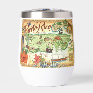 Puerto Rico Map  Thermal Wine Tumbler