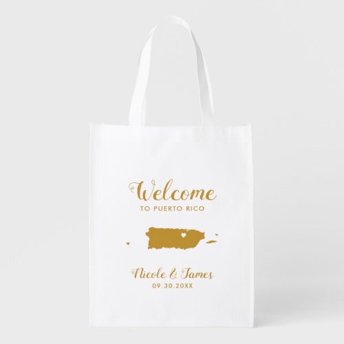 Puerto Rico Map Wedding Welcome Bag Gold Tote Bag