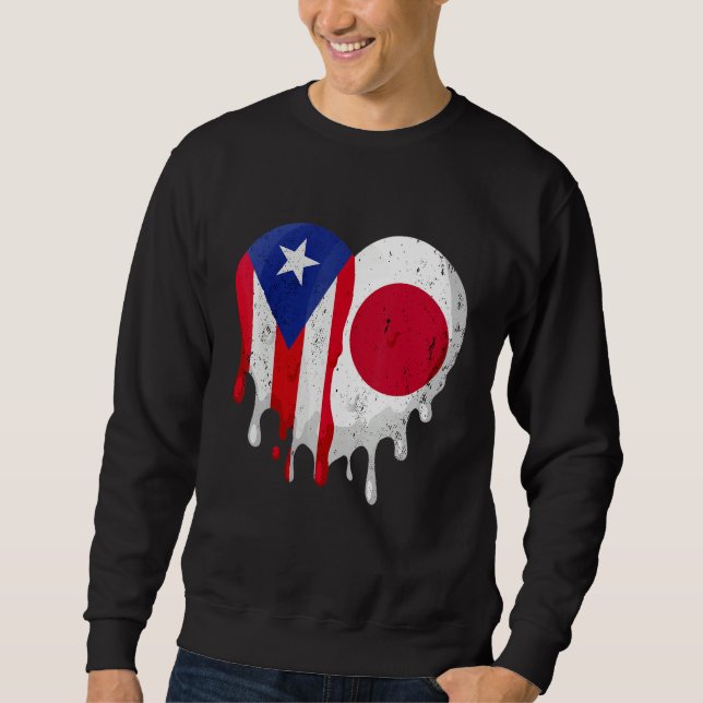 Puerto Rico Mexico Flag Heart Citizen Grown Patrio Sweatshirt (Front)