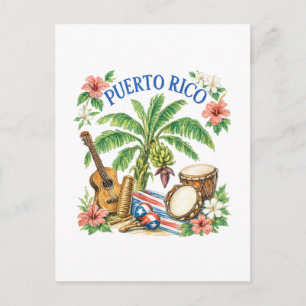 Puerto Rico Musical Heritage Vintage Art Postcard
