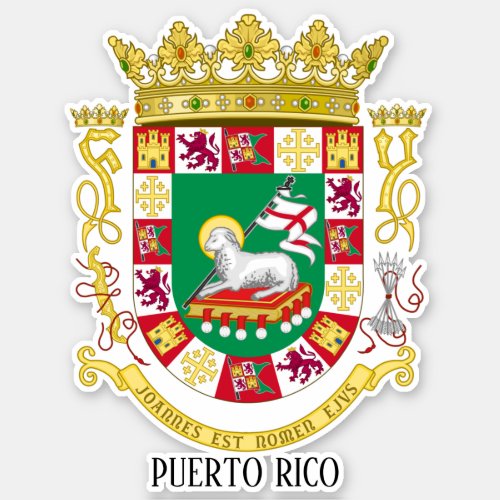 Puerto Rico National Coat Of Arms Patriotic Sticker