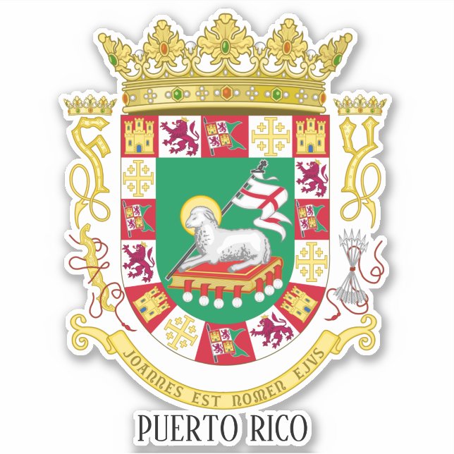 Puerto Rico National Coat Of Arms Patriotic Sticker (Front)
