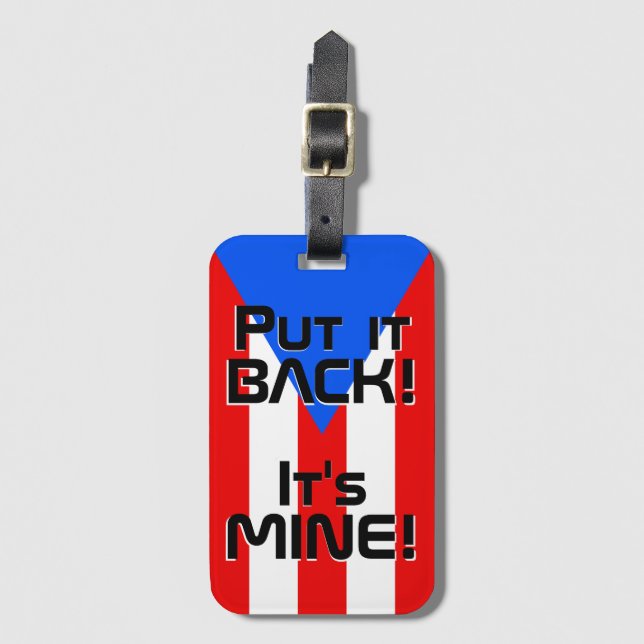 Puerto Rico National Flag Funny Patriotic Luggage Tag (Front Vertical)