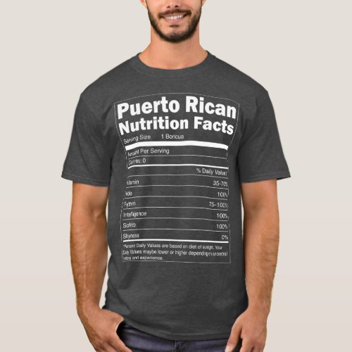 Puerto Rico   Nutrition Facts Puerto Rican T_Shirt