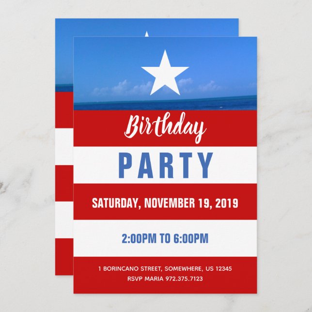 Puerto Rico Party Invitation (Front/Back)