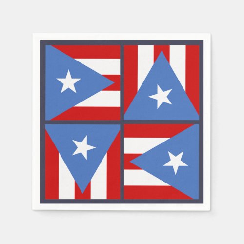 Puerto Rico Party Theme Bold Flag Square Pattern Paper Napkins