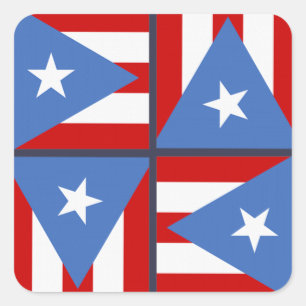Puerto Rico Party Theme: Bold Flag Square Pattern Sticker