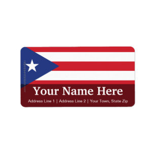 Puerto Rico Plain Flag Label