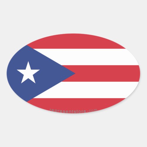 Puerto Rico Plain Flag Oval Sticker