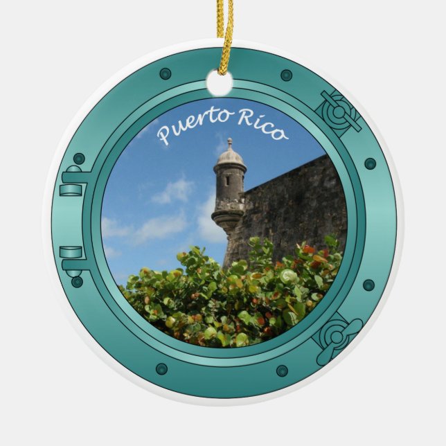 Puerto Rico Porthole Ceramic Ornament (Front)