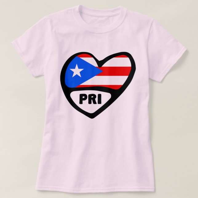 Puerto Rico PRI Heart Flag T-Shirt (Design Front)