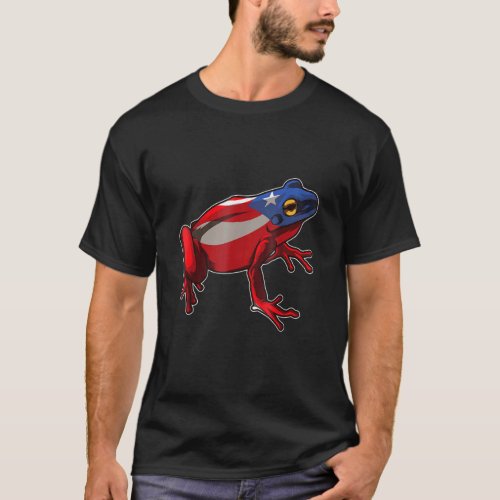 Puerto Rico Pride Coqui Frog with Boricua Flag T_Shirt