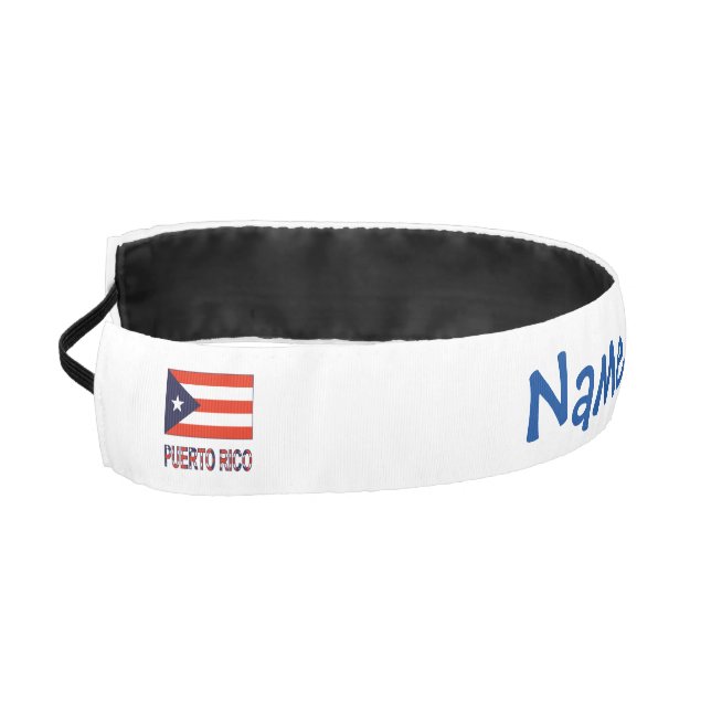 Puerto Rico Puerto Rican Flag Blue Personalization Athletic Headband (Left)
