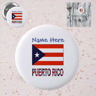 Puerto Rico Puerto Rican Flag Blue Personalization Button