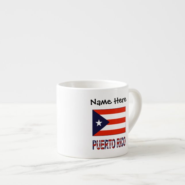Puerto Rico Puerto Rican Flag Blue Personalization Espresso Cup (Front Right)