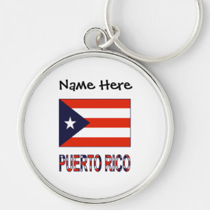 Puerto Rico Puerto Rican Flag Blue Personalization Keychain