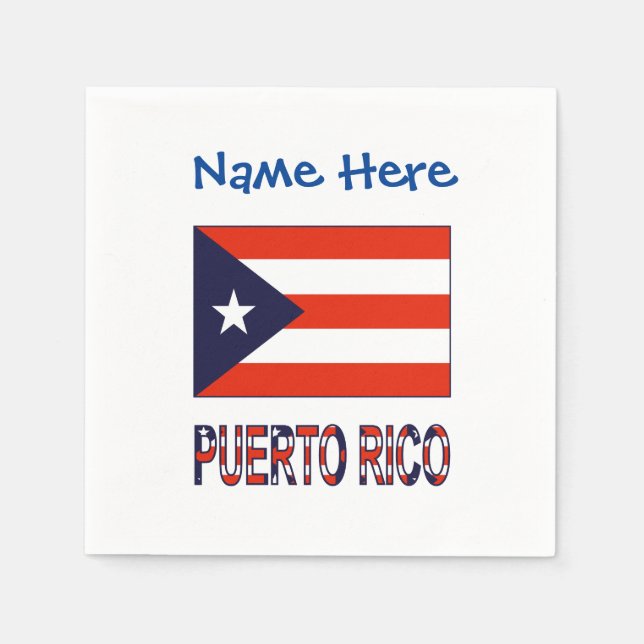 Puerto Rico Puerto Rican Flag Blue Personalization Napkins (Front)