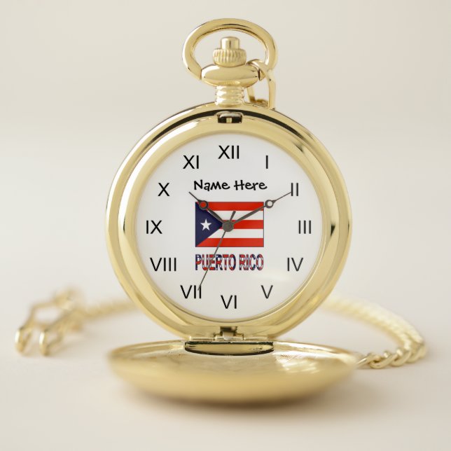 Puerto Rico Puerto Rican Flag Blue Personalization Pocket Watch (Inside)
