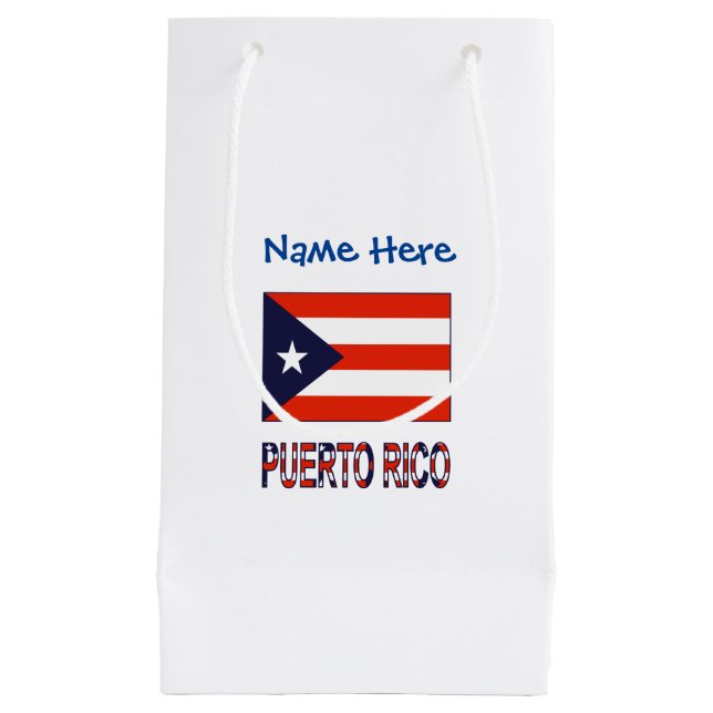Puerto Rico Puerto Rican Flag Blue Personalization Small Gift Bag (Front)