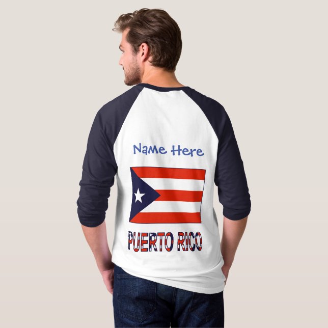 Puerto Rico Puerto Rican Flag Blue Personalization T-Shirt (Back Full)