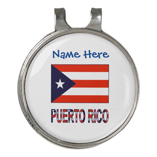Puerto Rico Puerto Rican Flag Blue Personalized Golf Hat Clip (Front)