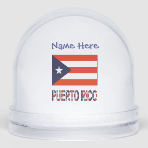 Puerto Rico Puerto Rican Flag Blue Personalized  Snow Globe