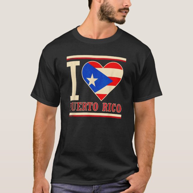 Puerto Rico Puerto Rican Flag Love Fan 4 T-Shirt (Front)