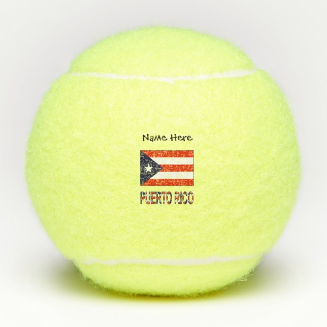 Puerto Rico Puerto Rican Flag Personalized Name  Tennis Balls (Front)