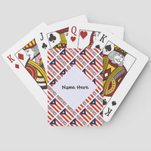 Puerto Rico Puerto Rican Flag Tiled Black Personal Poker Cards
