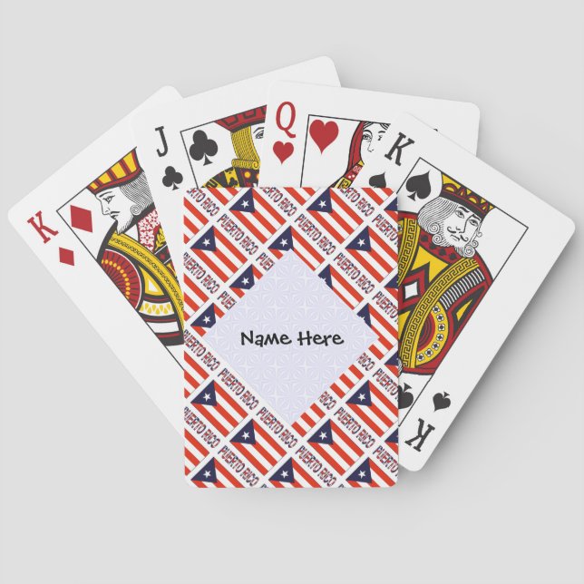 Puerto Rico Puerto Rican Flag Tiled Black Personal Poker Cards (Back)