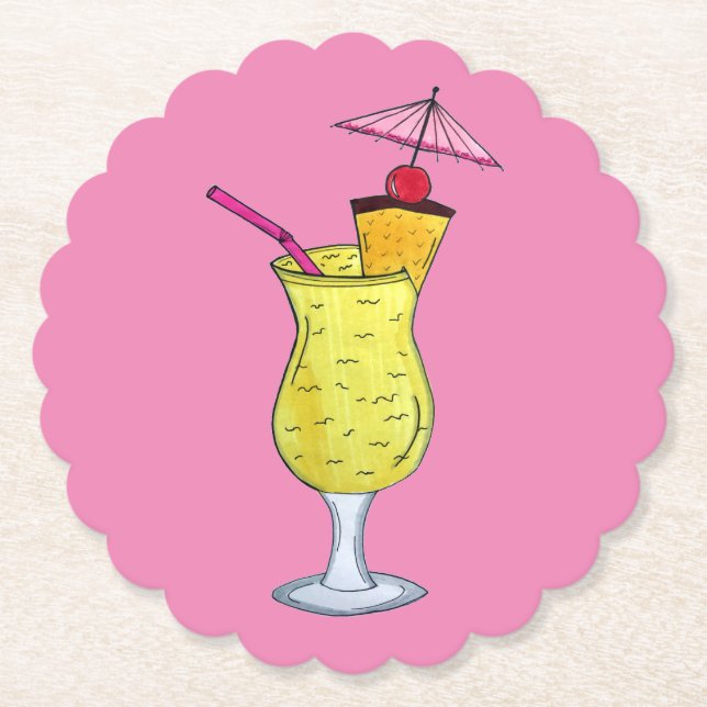 Puerto Rico Puerto Rican Piña Colada Cocktail Paper Coaster (Front)