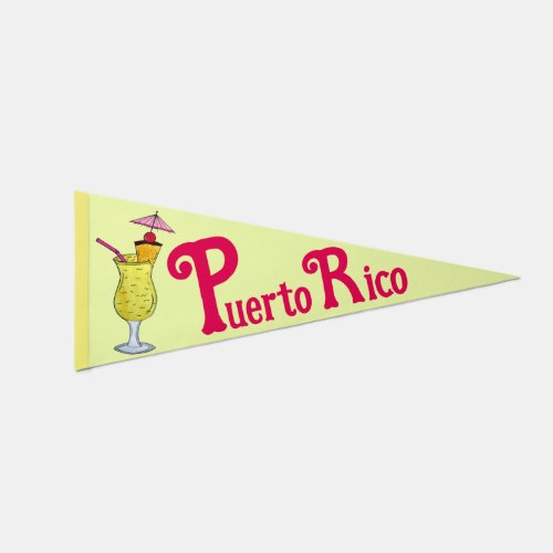 Puerto Rico Puerto Rican Pia Colada Cocktail  Pennant Flag