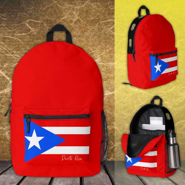 Puerto Rico, Red backpack, Puerto Rican Flag Printed Backpack (Creator Uploaded)