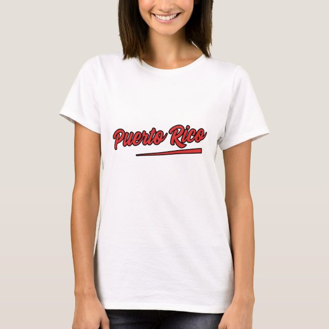 Puerto Rico Red Typography  T-Shirt (Front)