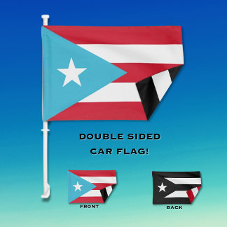 Puerto Rico/Resistance Black & White Double Sided Car Flag