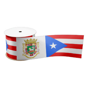 Puerto Rico Ribbon, Emblem, Puerto Rican Flag Satin Ribbon