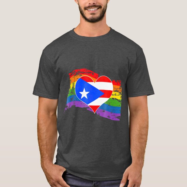 Puerto Rico Rican Gay Pride Flag  LGBT T-Shirt (Front)