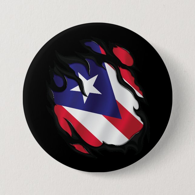 Puerto Rico Ripped Flag Button (Front)