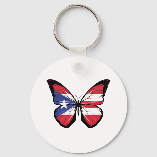 Puerto Rico ripped Flag  Keychain (Front)