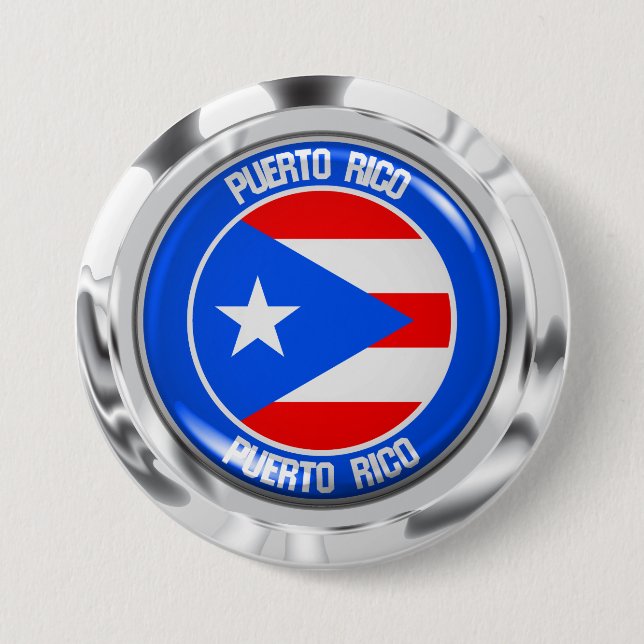Puerto Rico Round Emblem Button (Front)