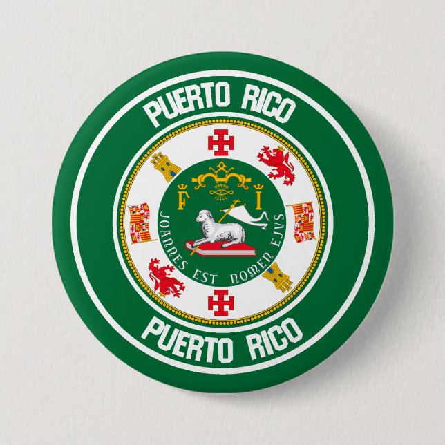 Puerto Rico Round Emblem Button (Front)