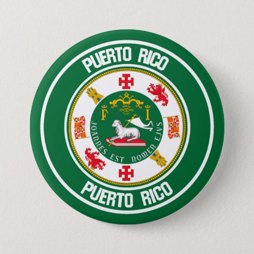 Puerto Rico Round Emblem Button